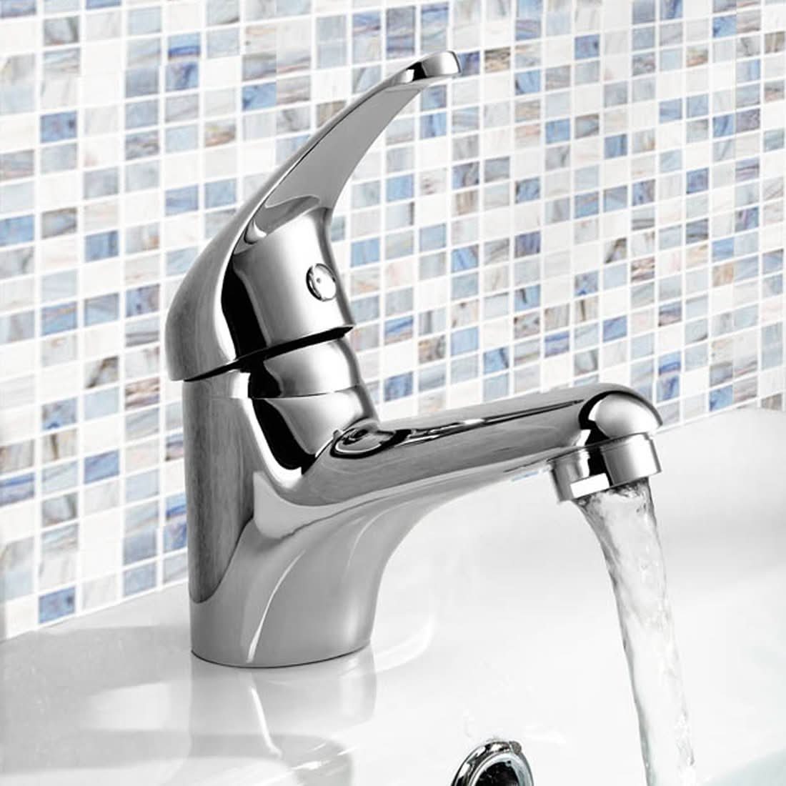 iBathUK Orvex Monobloc Basin Mixer Tap, Compact Lever Faucet for Modern Bathrooms, Basin with Mixer Tap, Chrome