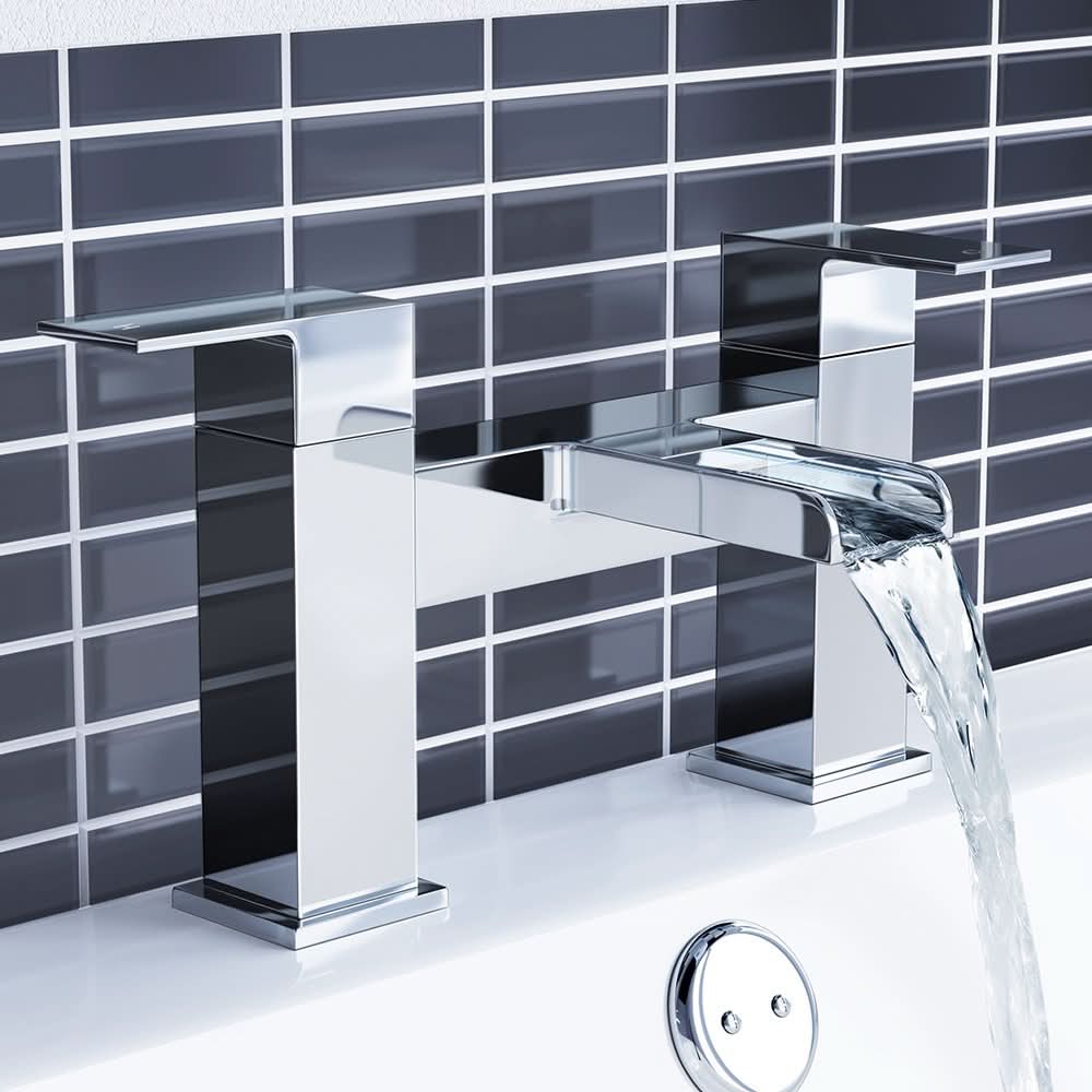iBathUK Craven Modern Waterfall Monobloc Bath Filler Mixer Tap, Bath Filler Tap, Chrome Designer Tub Faucet