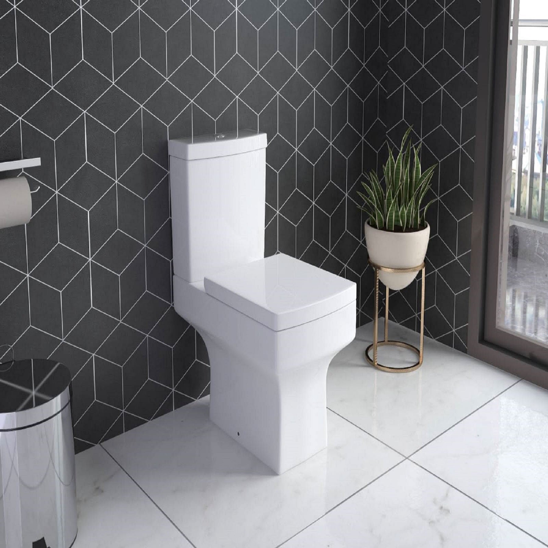 Messina  Close Coupled Toilet with Soft Close Seat & Cistern - White
