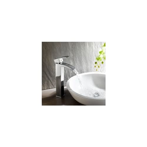 iBathUK Zylar Tall Counter Top Basin Mixer Tap Bathroom Sink Chrome Faucet, Elegant Basin Mixer for Modern Vessel Basins
