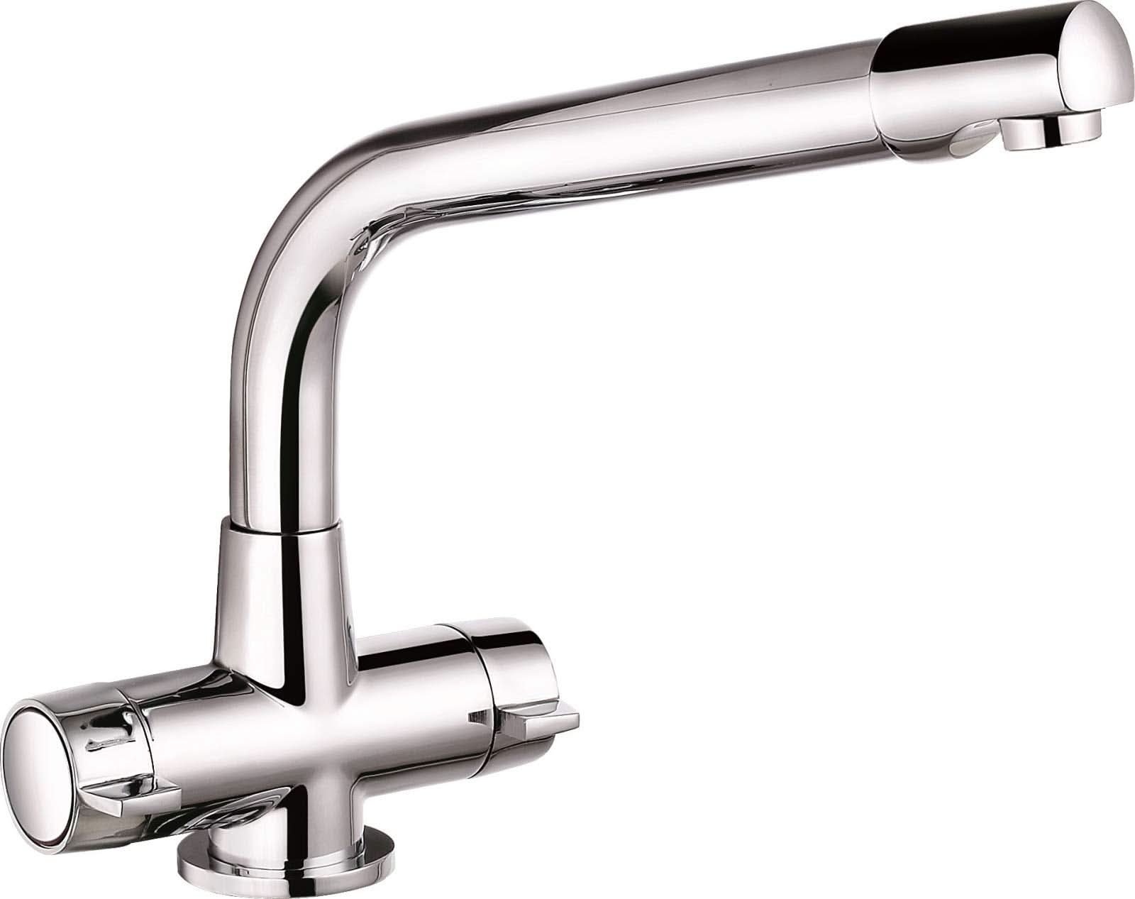 Aylesbury Kitchen Sink Mixer Tap Elegant Ceramic Dual Lever Monobloc Swivel Spout Brass Faucet - Chrome