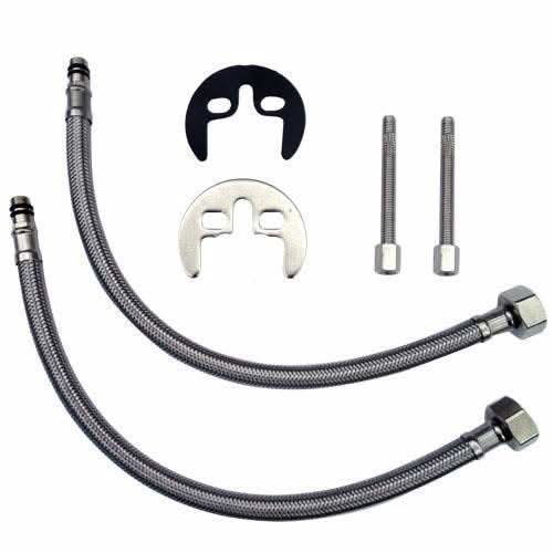 Elmbridge Crosshead Mono Basin Mixer Tap Brass with Spring Plug Push Button Waste 1/2" BSP Fitting and Flexi Pipes - Chrome