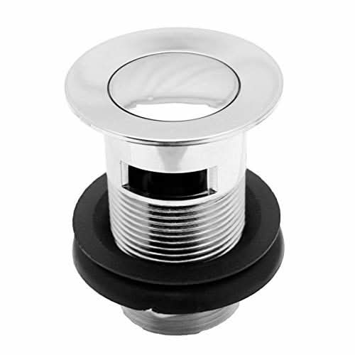 Elmbridge Crosshead Mono Basin Mixer Tap Brass with Spring Plug Push Button Waste 1/2" BSP Fitting and Flexi Pipes - Chrome