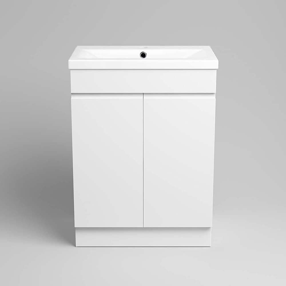 Explore Trent Square Vanity Unit in Gloss White - 600mm x 400mm. Stylish, space-saving design for modern bathrooms at Bathroom4Less UK.