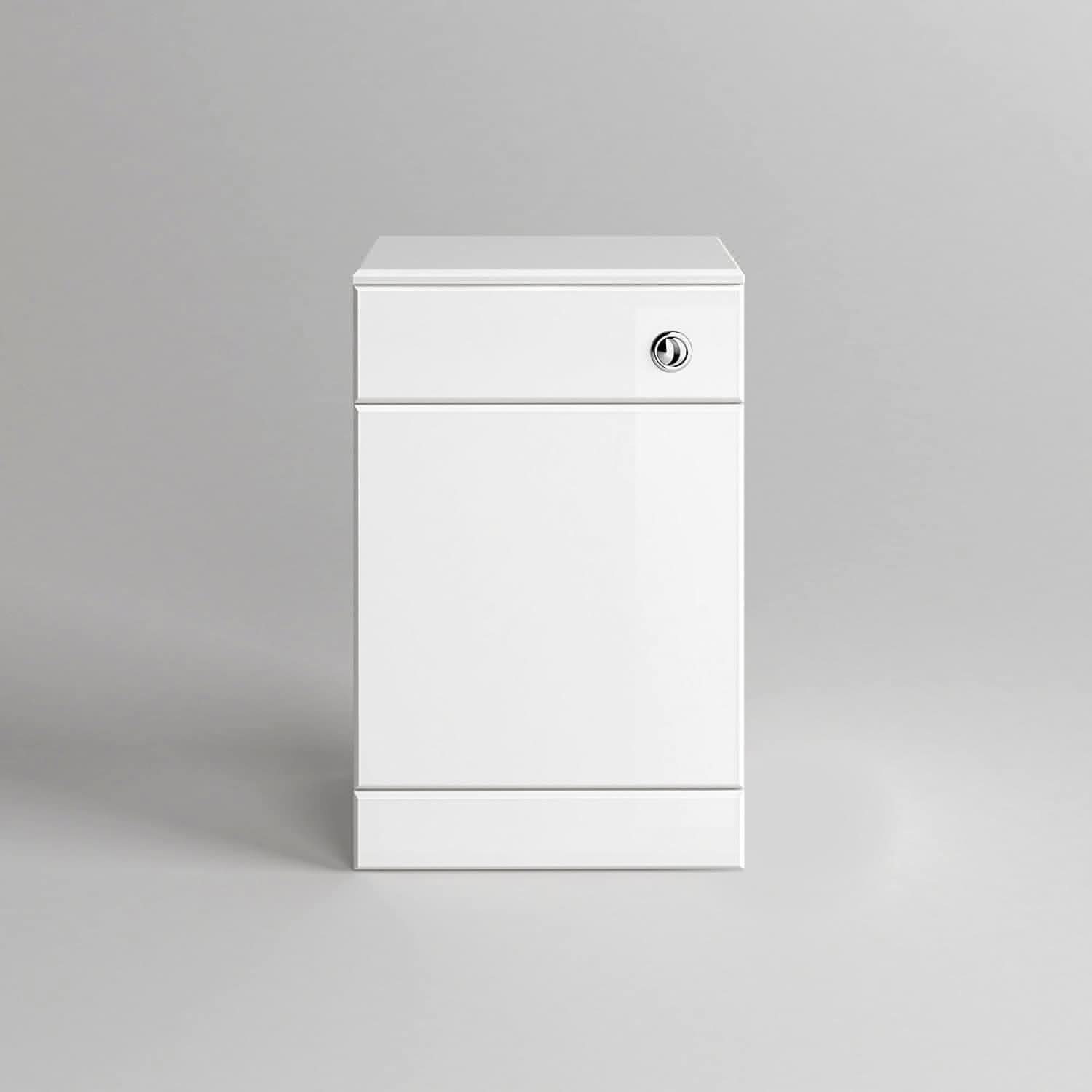 Modern WC Unit with Back to Wall Toilet in Gloss White, sleek design, soft close seat, bathroom4less.co.uk