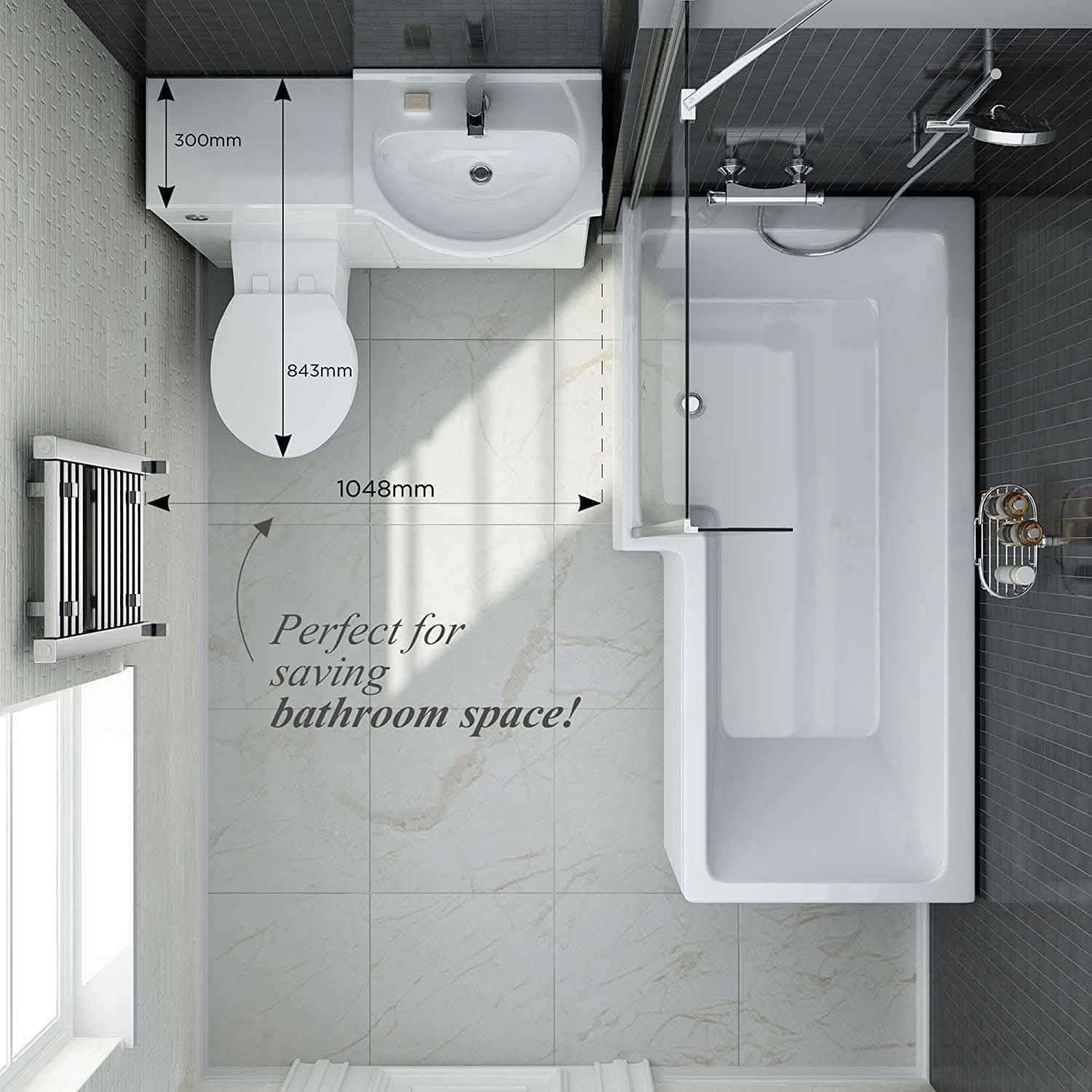1048mm White Gloss Vanity Unit with Round Toilet, Bathroom Sink Storage Furniture - Stylish, Space-saving Design for UK Homes