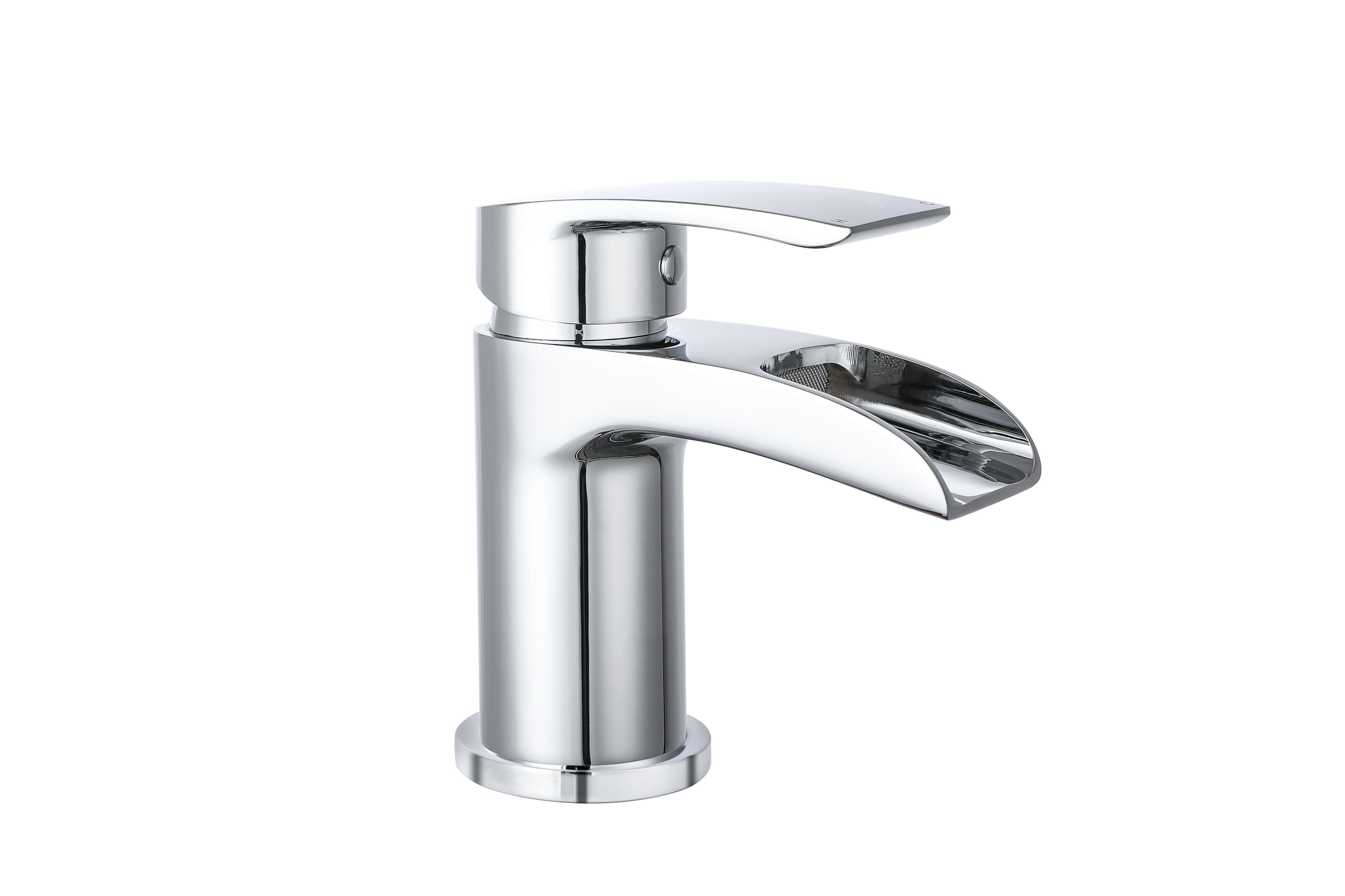 VeeBath Stream Round Waterfall Mono Basin Mixer Tap with Waste