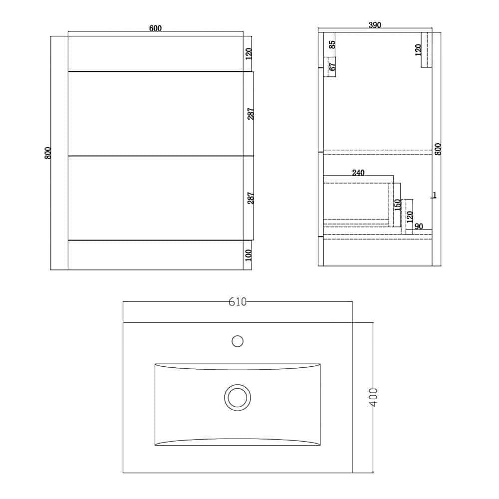 Venus 600 Mid Edged Basin Unit -2 Storage Section