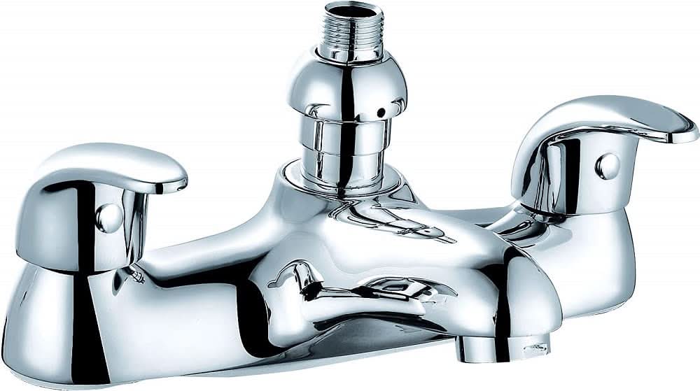 Luton Luxury Round Monobloc Double Lever Bath Shower Mixer Tap Bathroom Tub Filler Brass Faucet with Shower Head - Chrome
