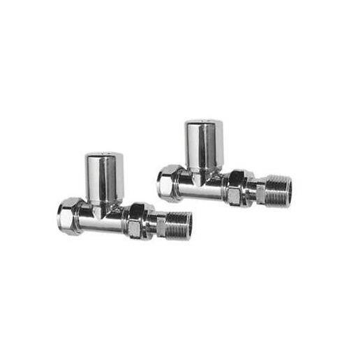 iBathUK Eco Round Radiator Valve Pair, Clip-On Install, Anti-Scald Design, Chrome & Matt White, Wall or Floor Mounted, Universal Fit for All Radiators