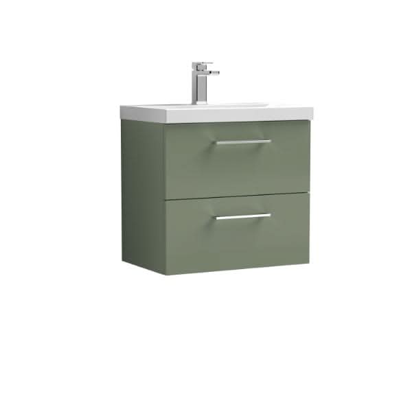 Nuie Arno 2 Drawer Wall Hung Vanity Unit With Basin-2 600mm Wide