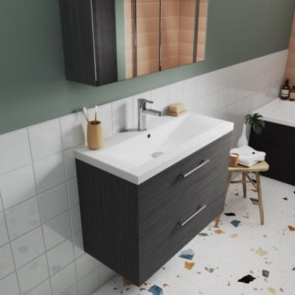 Nuie Arno 2 Drawer Wall Hung Vanity Unit With Basin-4 800mm Wide