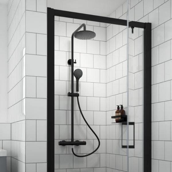 Nuie Arvan Round Thermostatic Bar Shower Valve With Kit And Fixed Head