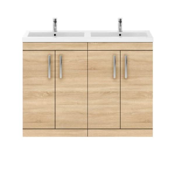 Nuie Athena 4 Door Floorstanding Vanity Unit With Double Basin 1200mm Wide