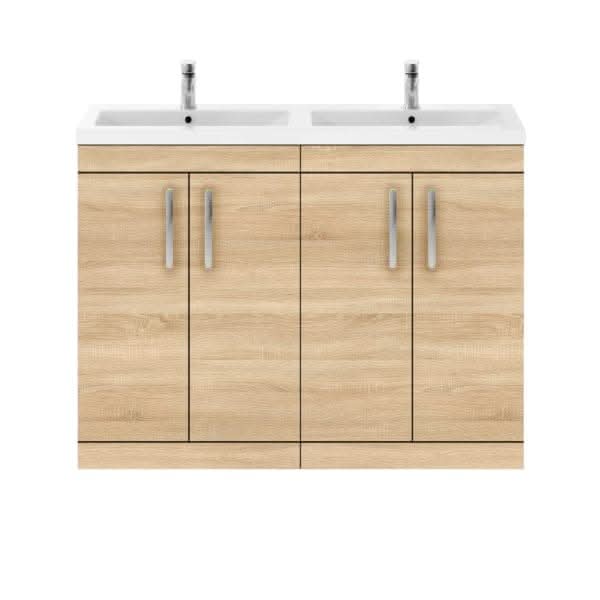 Nuie Athena 4 Door Floorstanding Vanity Unit With Double Ceramic Basin 1200mm Wide