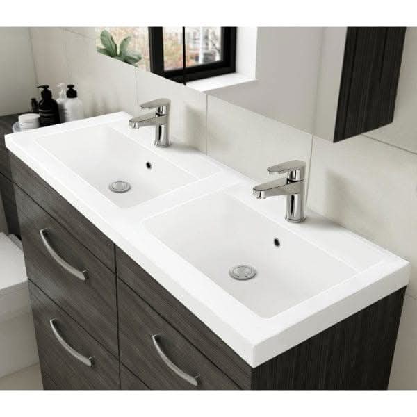 Nuie Athena 4 Drawer Floorstanding Vanity Unit With Double Basin 1200mm Wide