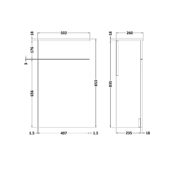 Nuie Athena Back to Wall WC Unit 500mm Wide