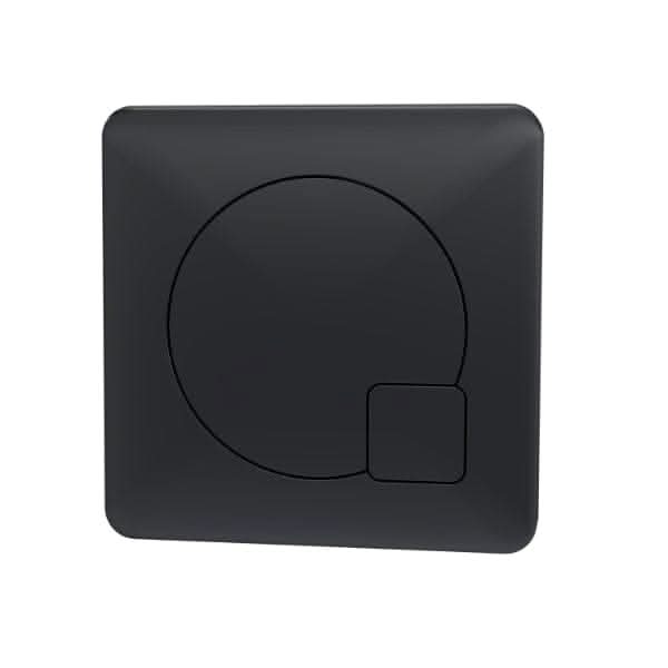 The Nuie Concealed Cistern Dual Flush Button features a modern, black, square design with rounded edges and a minimalist look—perfect for enhancing any concealed cistern installation.