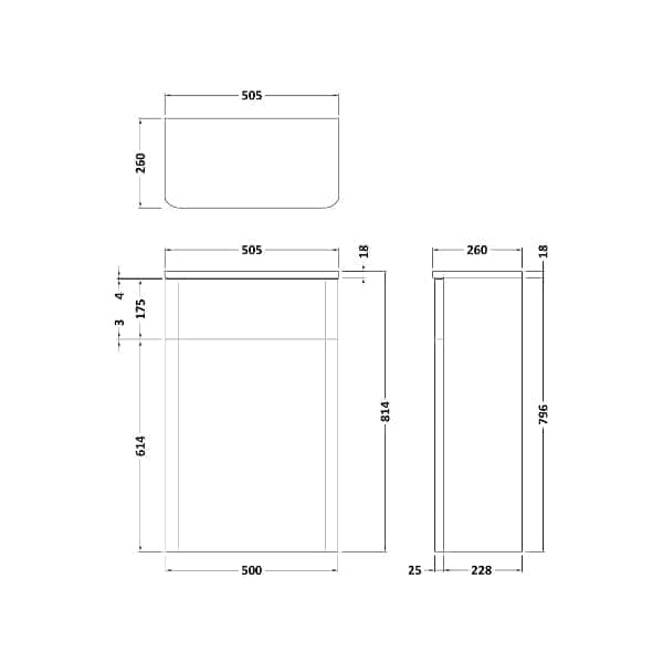 Nuie Core Back to Wall WC Unit 500mm Wide