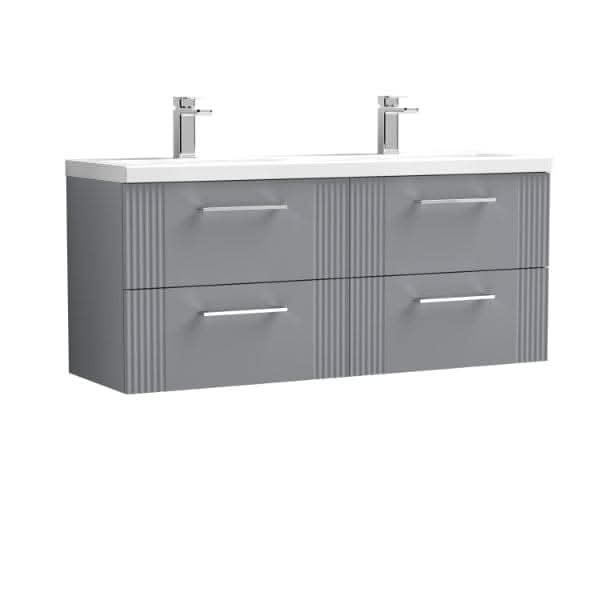 Nuie Deco 4 Drawer Wall Hung Vanity Unit With Double Ceramic Basin 1200mm Wide