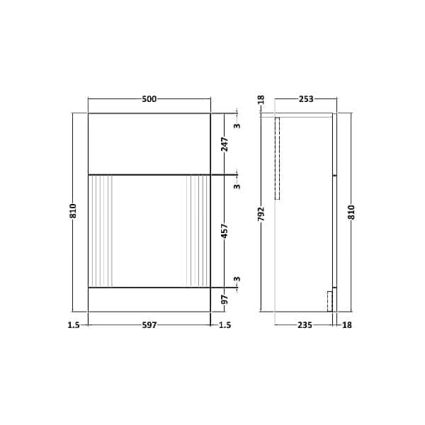 Nuie Deco Back to Wall WC Unit 500mm Wide