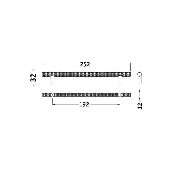 Nuie Knurled Bar Furniture Handle 192mm Wide