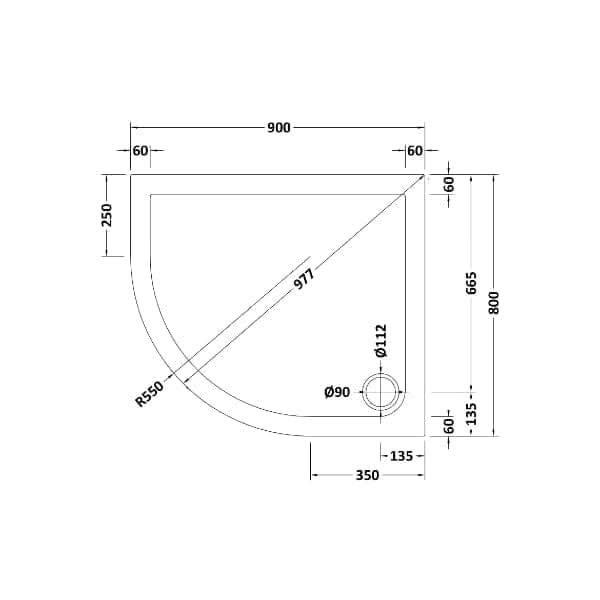 Nuie Offset Quadrant Shower Tray - Slate Grey
