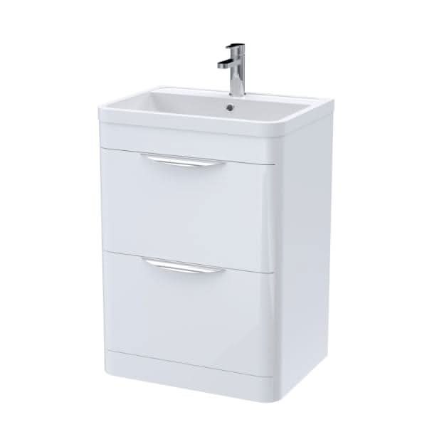Nuie Parade 2 Drawer Floorstanding Vanity Unit With Ceramic Basin 600mm Wide