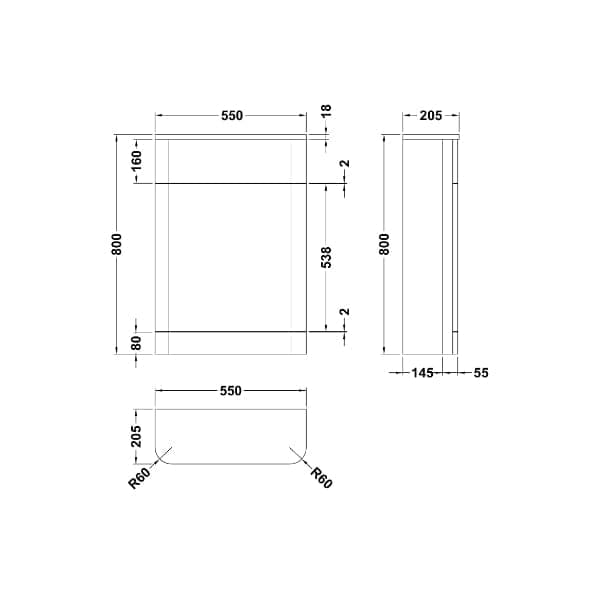 Nuie Parade Back to Wall WC Unit 550mm Wide