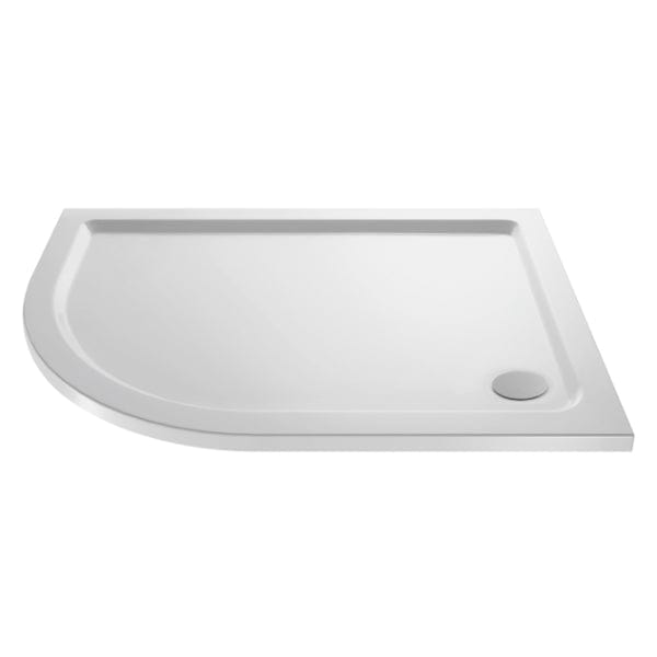 Nuie Pearlstone Offset Quadrant Shower Tray - White