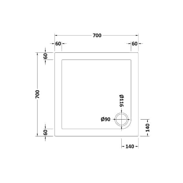 Nuie Pearlstone Square Shower Tray - White