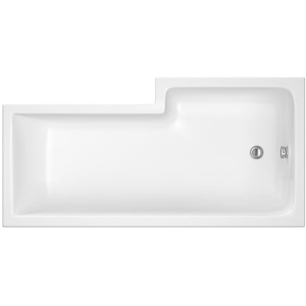 Nuie Square L Shape Shower Bath - White