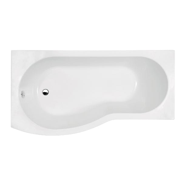 Nuie Square P Shape Shower Bath - White