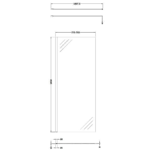 Nuie Wetroom Screen And Support Bar