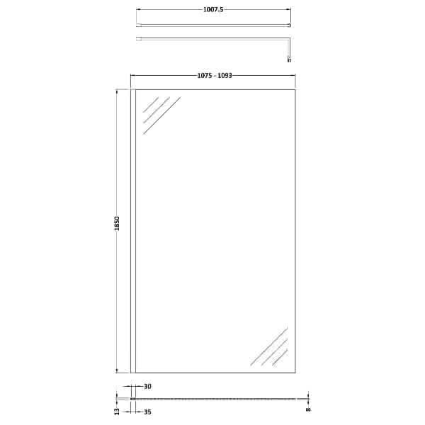 Nuie Wetroom Screen And Support Bar