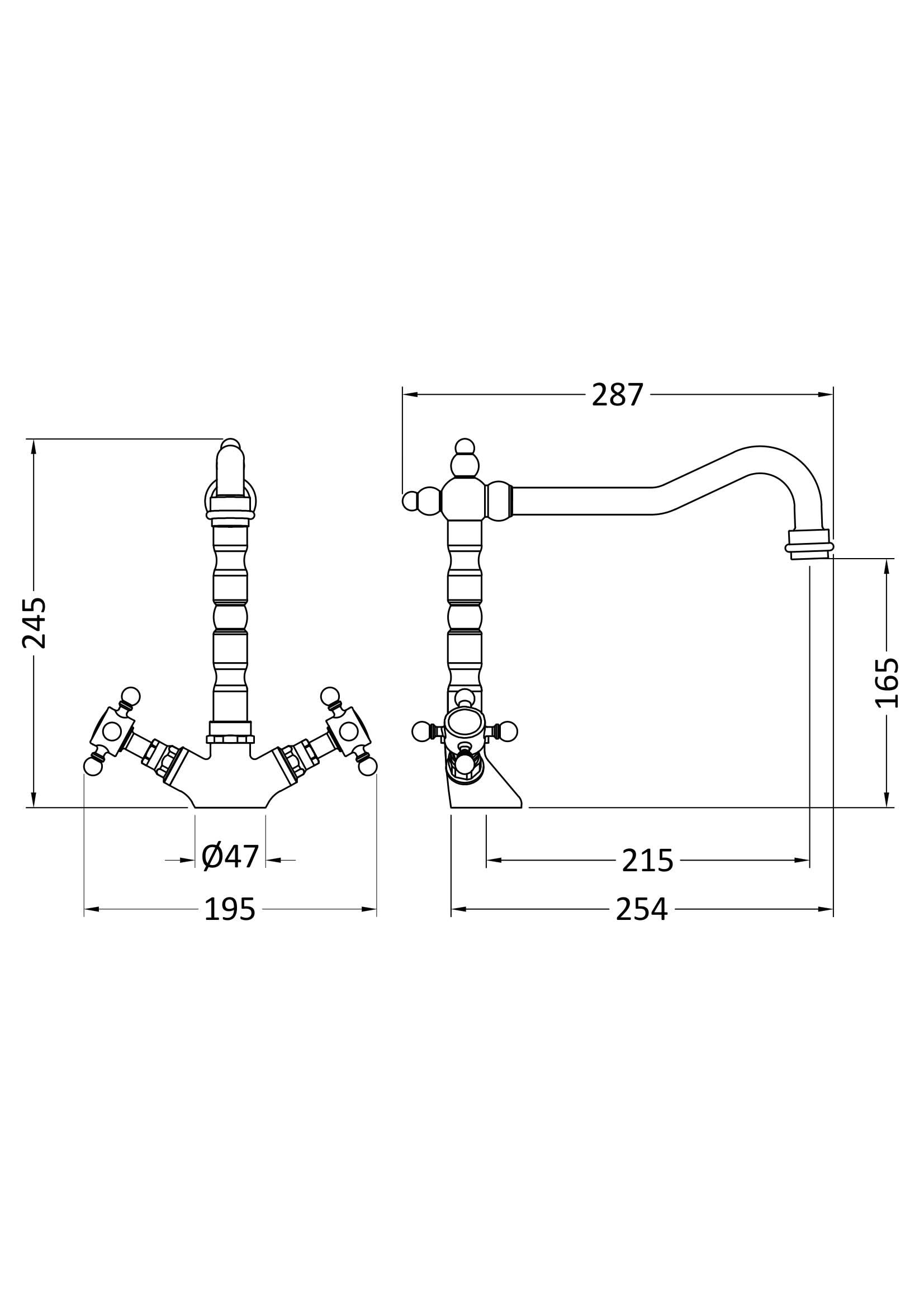 Nuie French Classic Mono Sink Mixer Brushed Nickel Plated Kitchen Taps, Deck Mounted Double Crosshead Lever Kitchen Sink Mixer Tap, French Design Kitchen Sinks and Taps