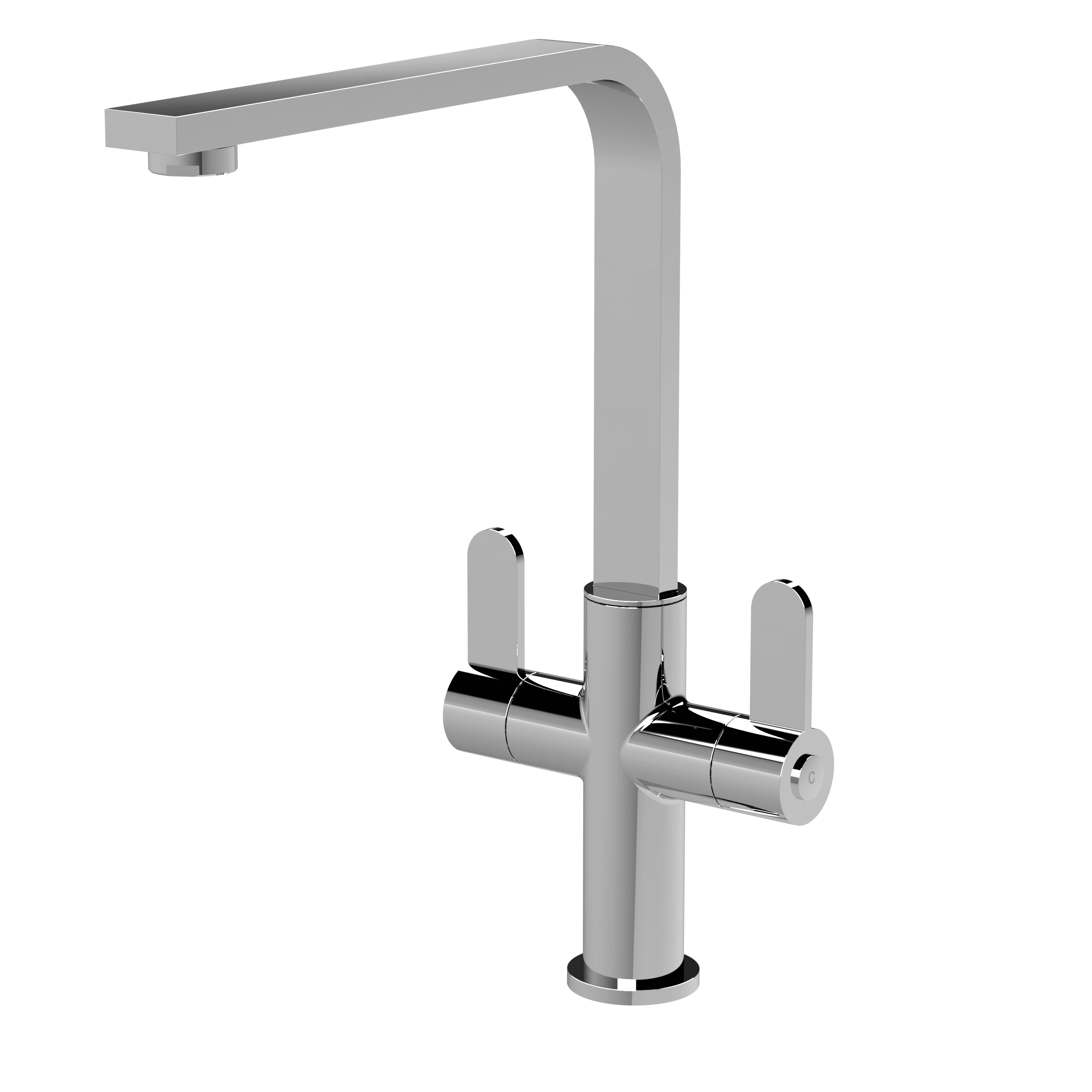 Nuie Churni Mono Dual Lever Chrome Kitchen Taps, Deck Mounted Tap Mixer for Kitchen, Best Kitchen Taps Made with High Quality Brass Internals, Taditional Kitchen Sink Taps