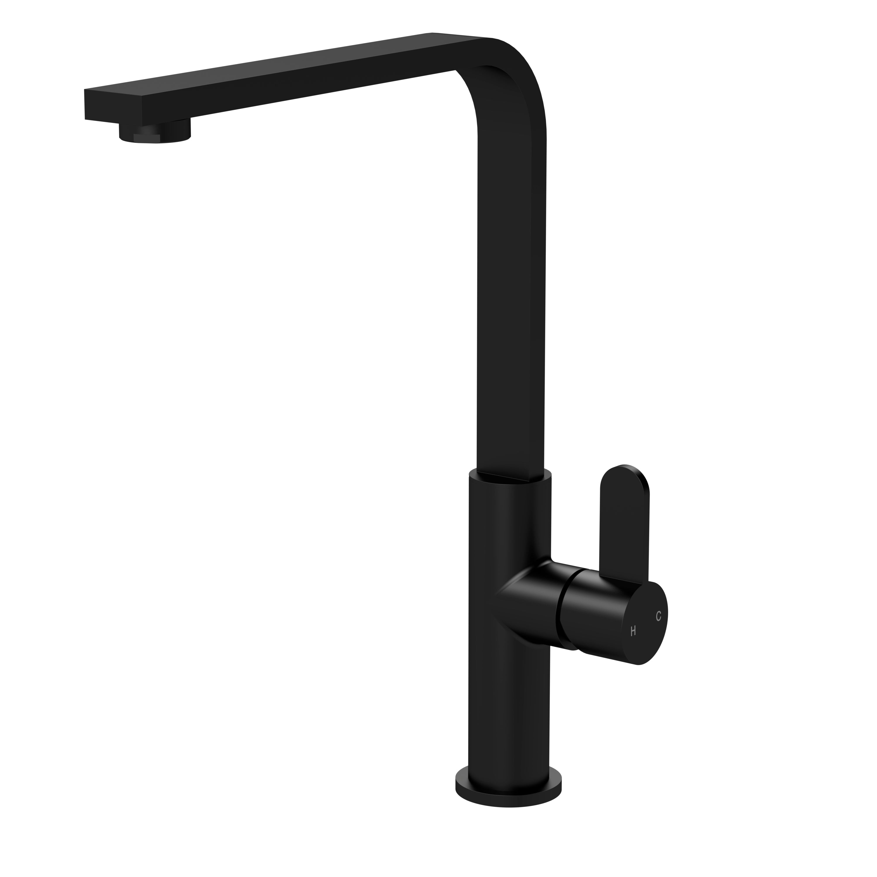 Nuie Churni Mono Single Lever Matt Black Kitchen Taps, Deck Mounted Tap Mixer for Kitchen, Best Kitchen Taps Made with High Quality Brass Internals, Taditional Kitchen Sink Taps