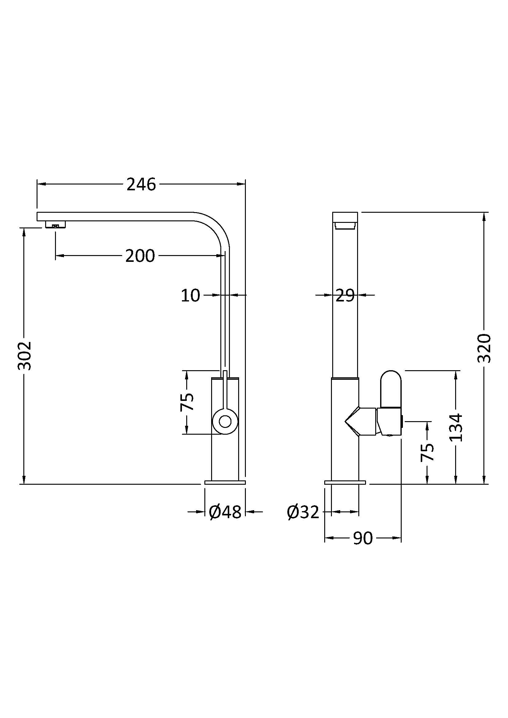 Nuie Churni Mono Single Lever Matt Black Kitchen Taps, Deck Mounted Tap Mixer for Kitchen, Best Kitchen Taps Made with High Quality Brass Internals, Taditional Kitchen Sink Taps