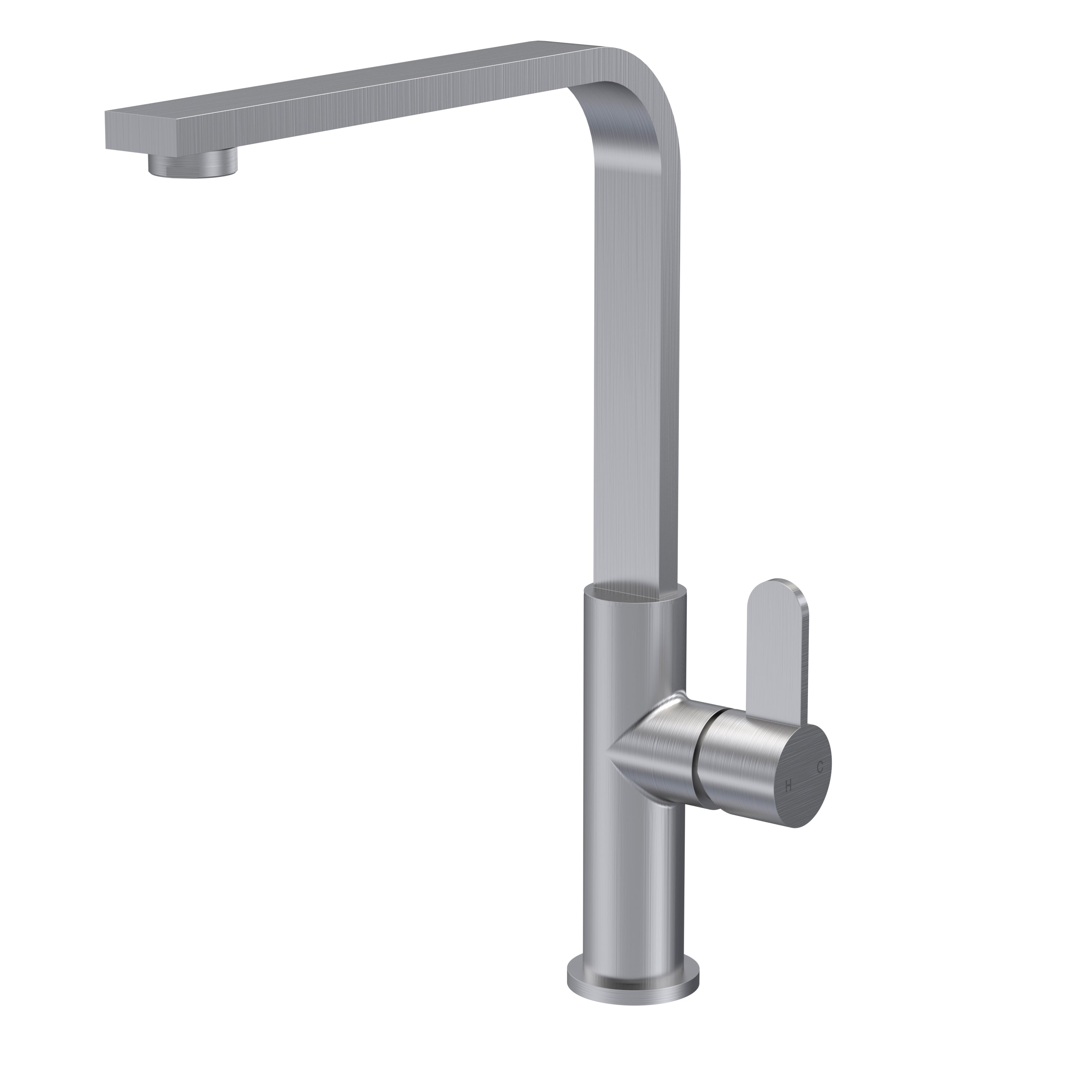 Nuie Churni Mono Single Lever Brushed Nickel Kitchen Taps, Deck Mounted Tap Mixer for Kitchen, Best Kitchen Taps Made with High Quality Brass Internals, Taditional Kitchen Sink Taps