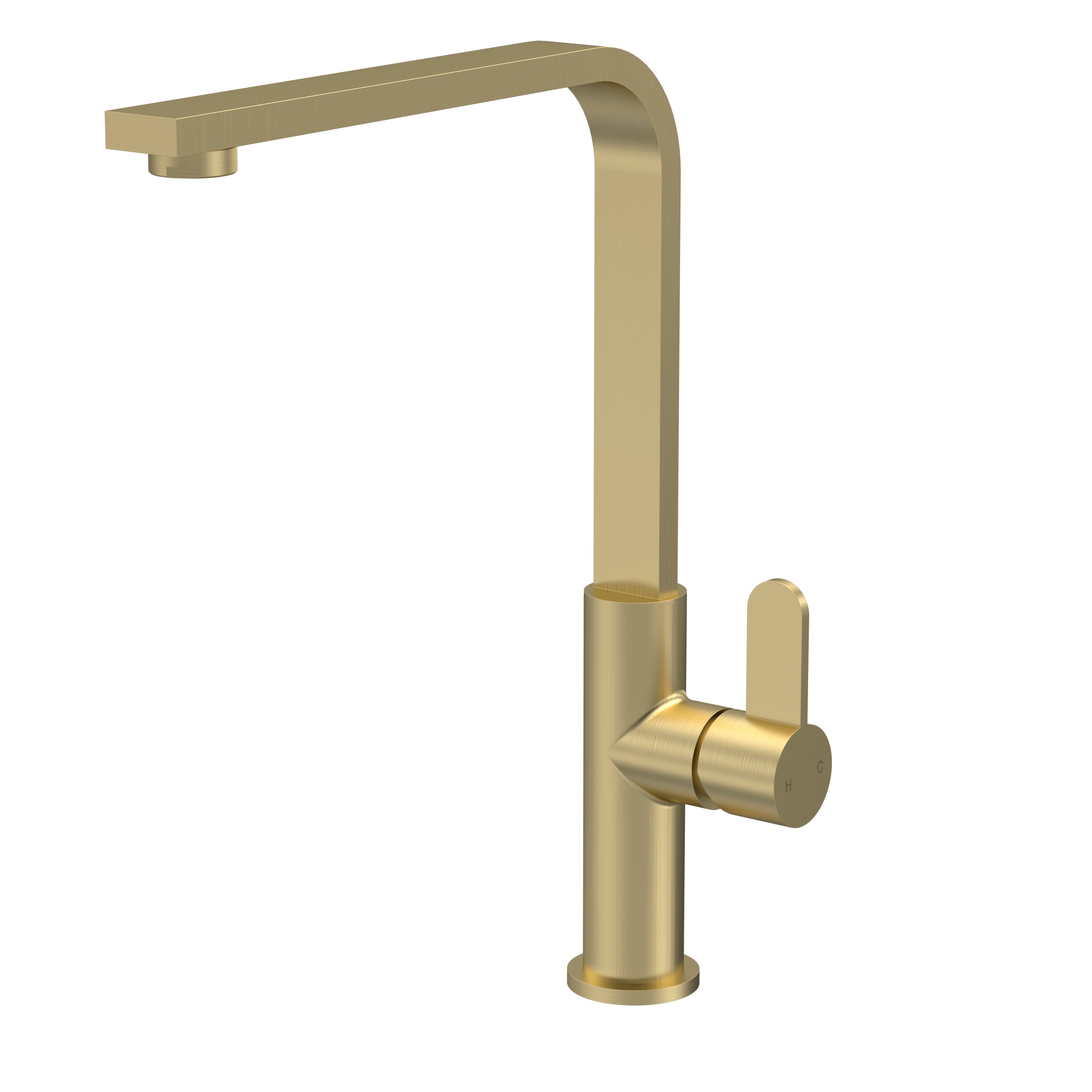Nuie Churni Mono Single Lever Brushed Brass Kitchen Taps, Deck Mounted Tap Mixer for Kitchen, Best Kitchen Taps Made with High Quality Brass Internals, Taditional Kitchen Sink Taps