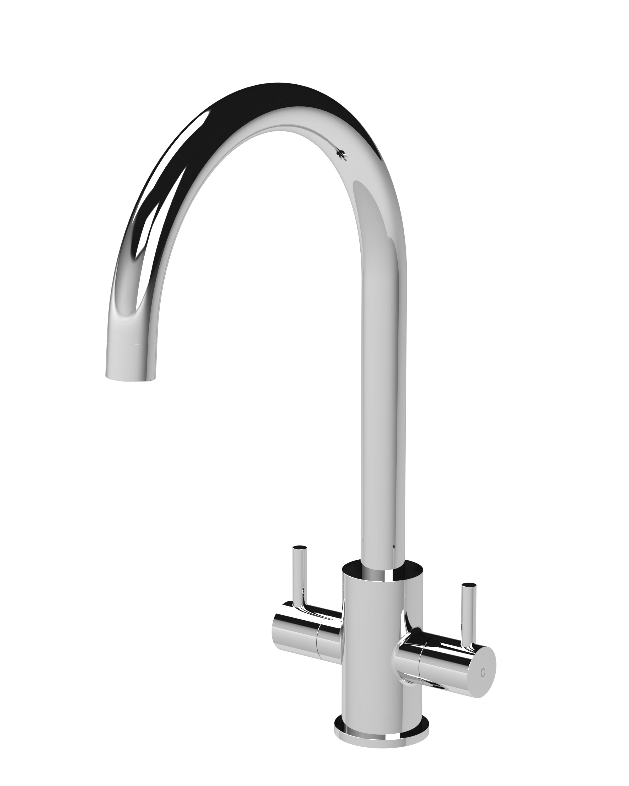Nuie Lachen Mono Dual Lever Chrome Kitchen Tap, Deck Mounted Kitchen Sink Taps, Best Traditional Kitchen Taps, Swivel Spout Kitchen Sink Mixer Tap