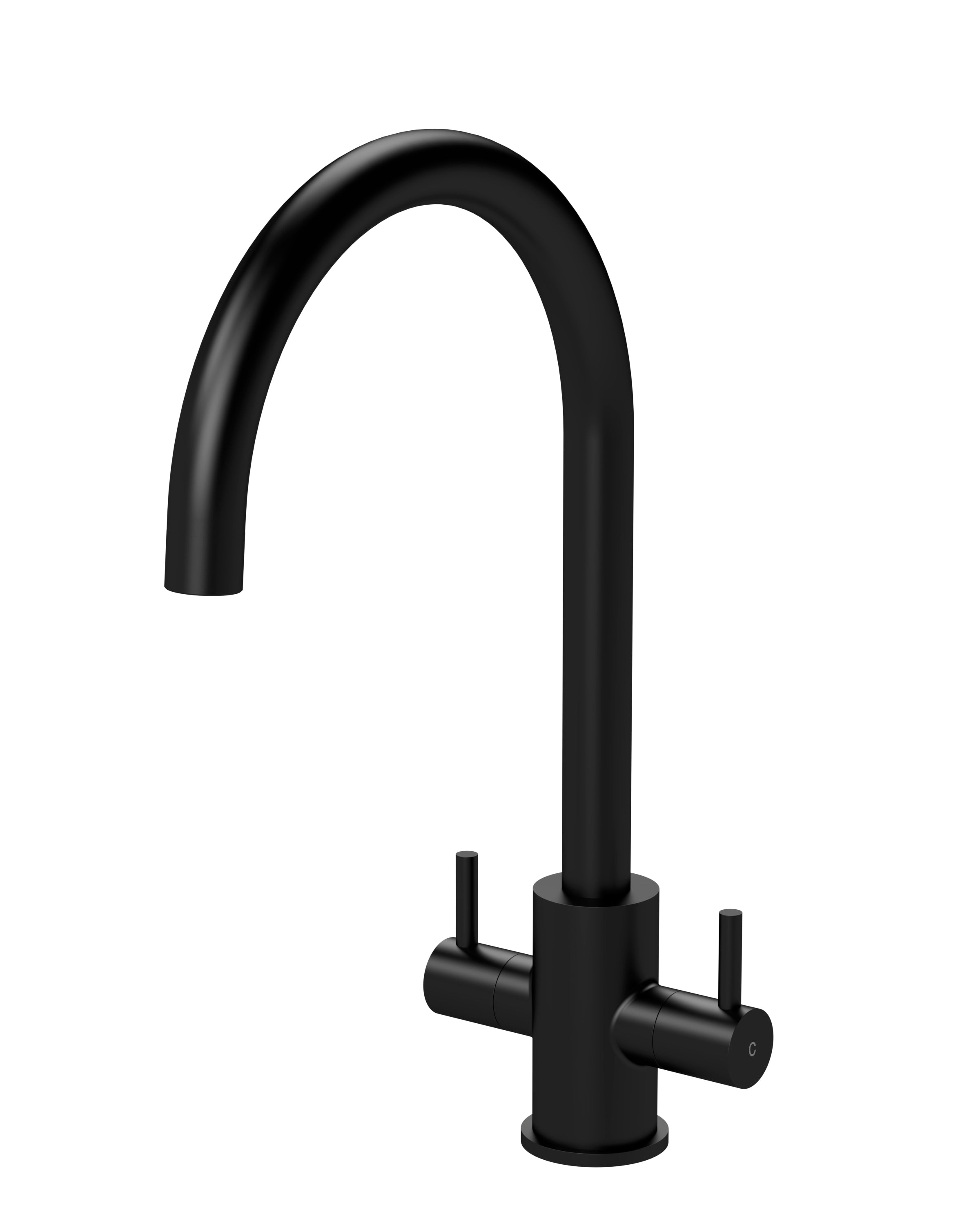 Nuie Lachen Mono Dual Lever Matt Black Kitchen Tap, Deck Mounted Kitchen Sink Taps, Best Traditional Kitchen Taps, Swivel Spout Kitchen Sink Mixer Tap