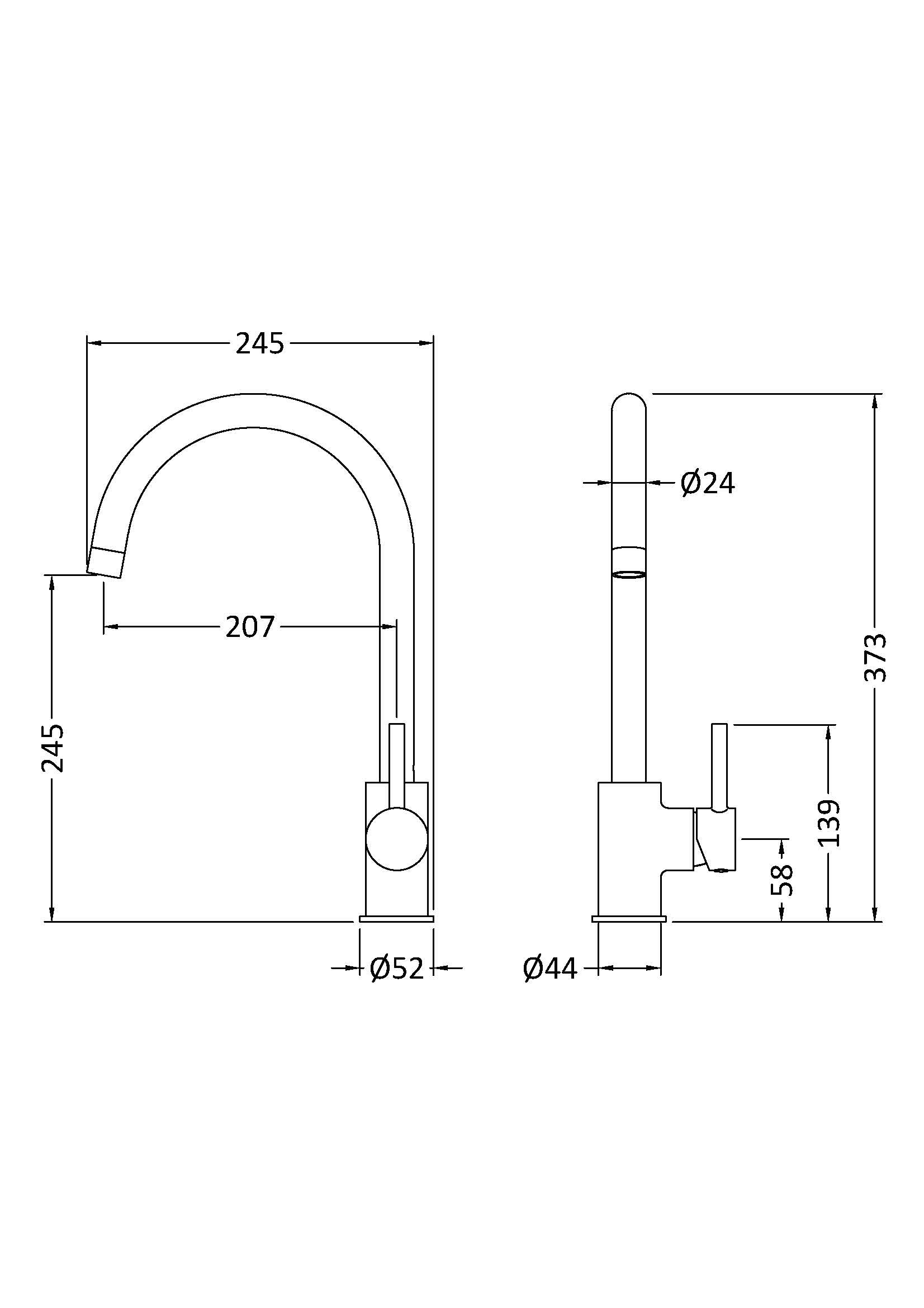 Nuie Lachen Mono Single Lever Brushed Nickel Kitchen Tap, Deck Mounted Kitchen Sink Taps, Best Traditional Kitchen Taps, Swivel Spout Kitchen Sink Mixer Tap