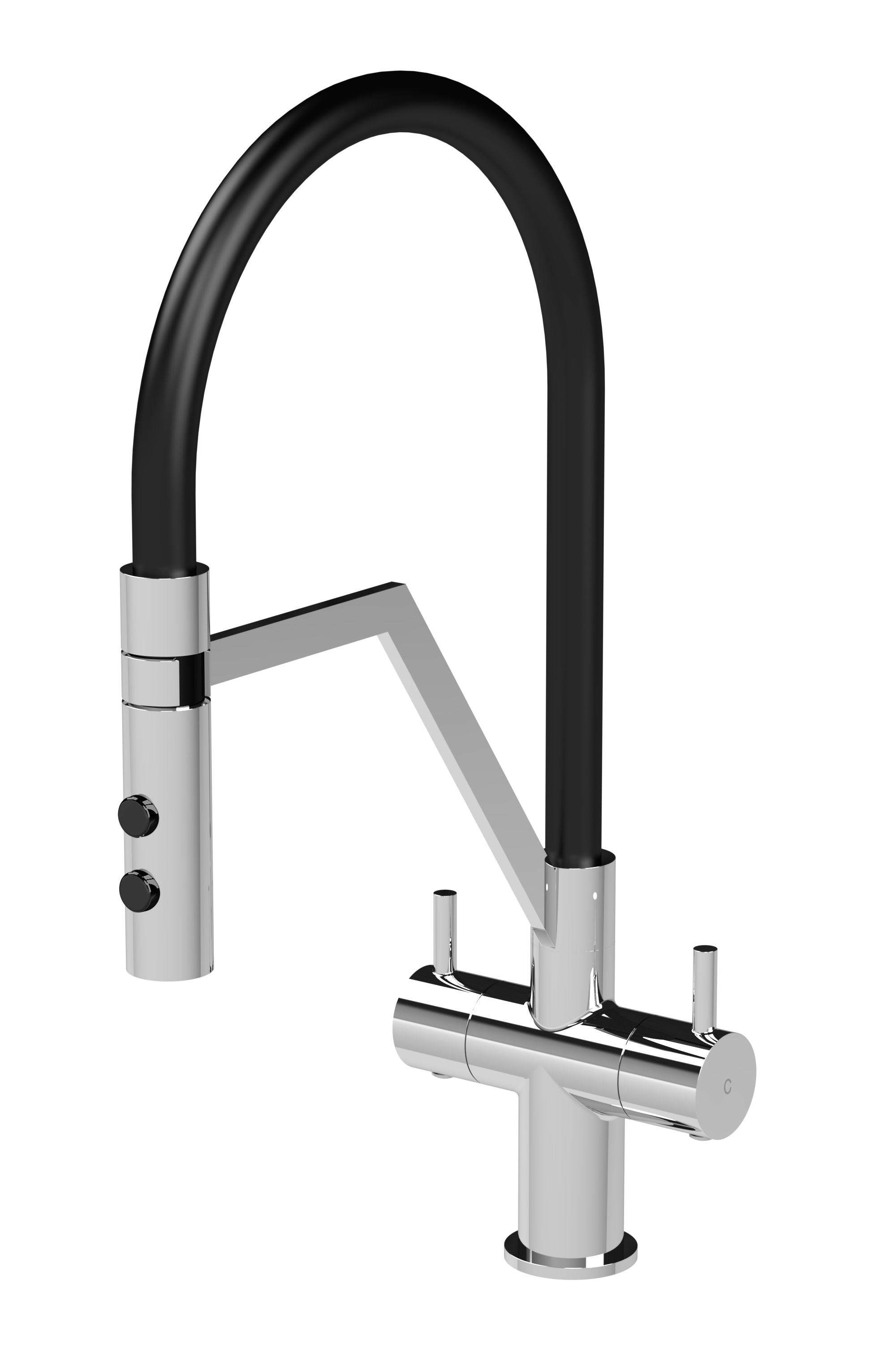 Nuie Ravi Mono Dual Lever Chrome Finished Kitchen Sink Taps With Pop-Up Waste, Deck Mounted Swivel Spout Kitchen Taps, Traditional Design Best Kitchen Taps