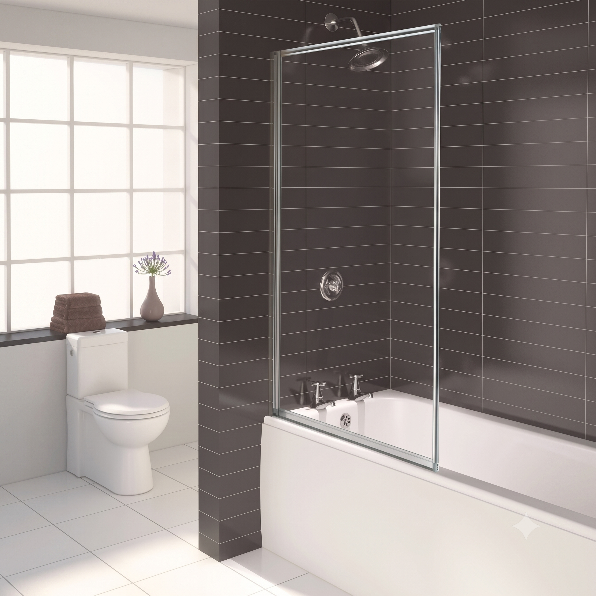 Vertx 3mm Glass Bath Screen - 1375mm x 750mm - White