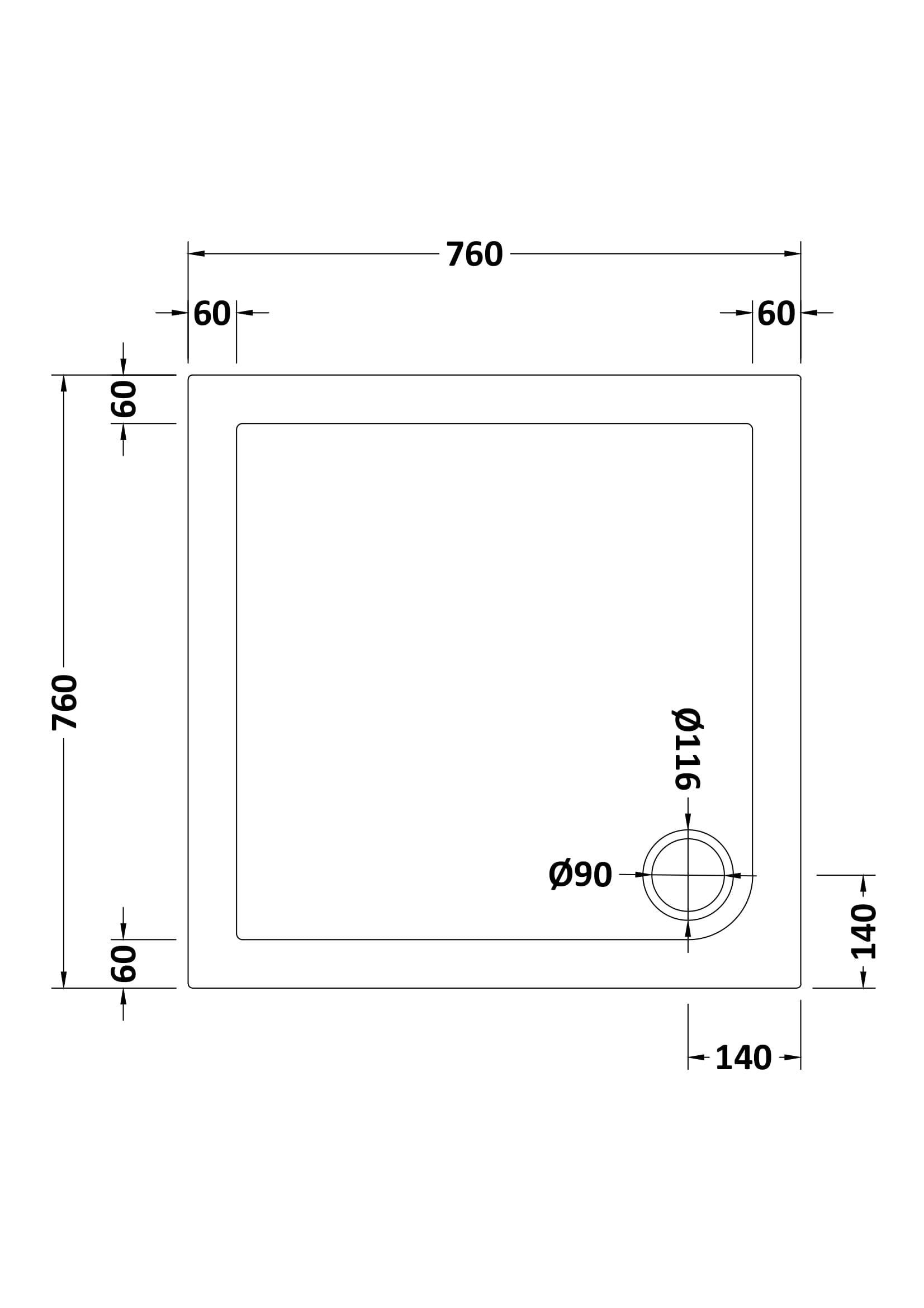 AQUALUX 3mm Pivot Door & Side Panel - 760mm - With Tray & Waste
