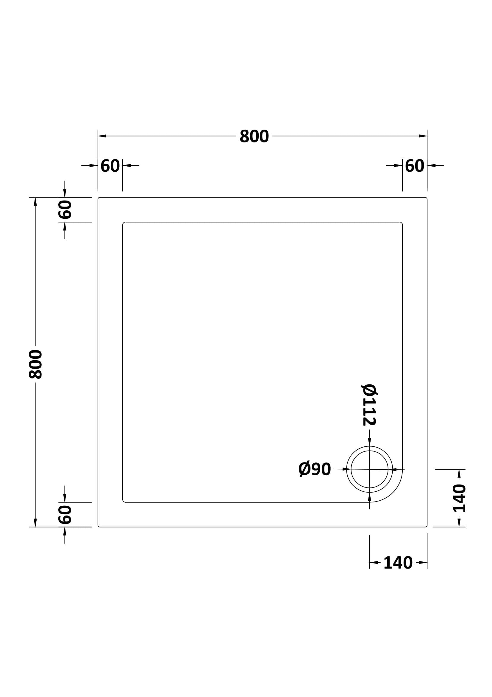 AQUALUX 3mm Pivot Door & Side Panel - 800mm - With Tray & Waste