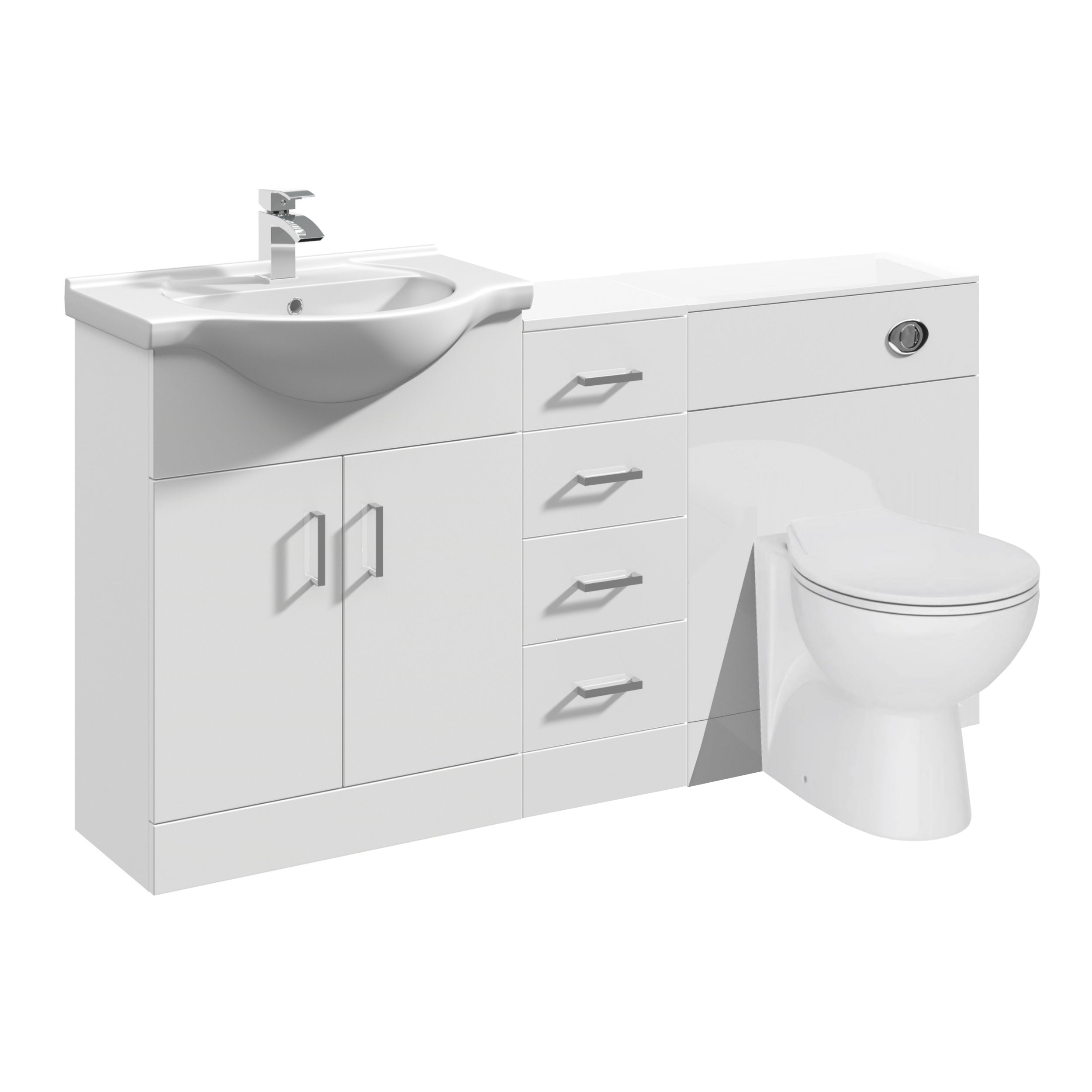 Vanity Basin Unit Storage Drawer Unit Cabinet WC Toilet Furniture Set - 1450mm