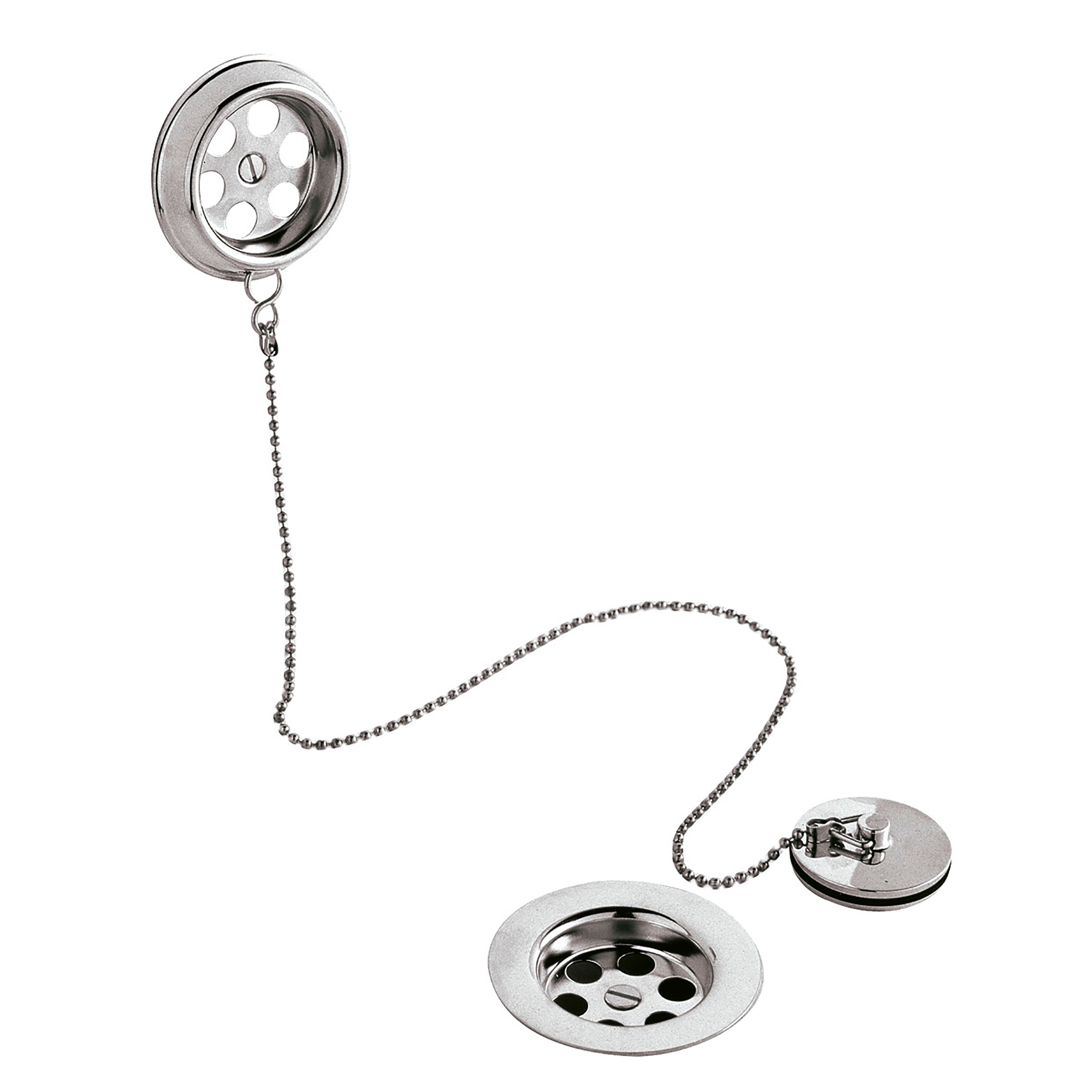 Nuie Retainer Bath Waste With Overflow Brass Plug And Ball Chain - Chrome